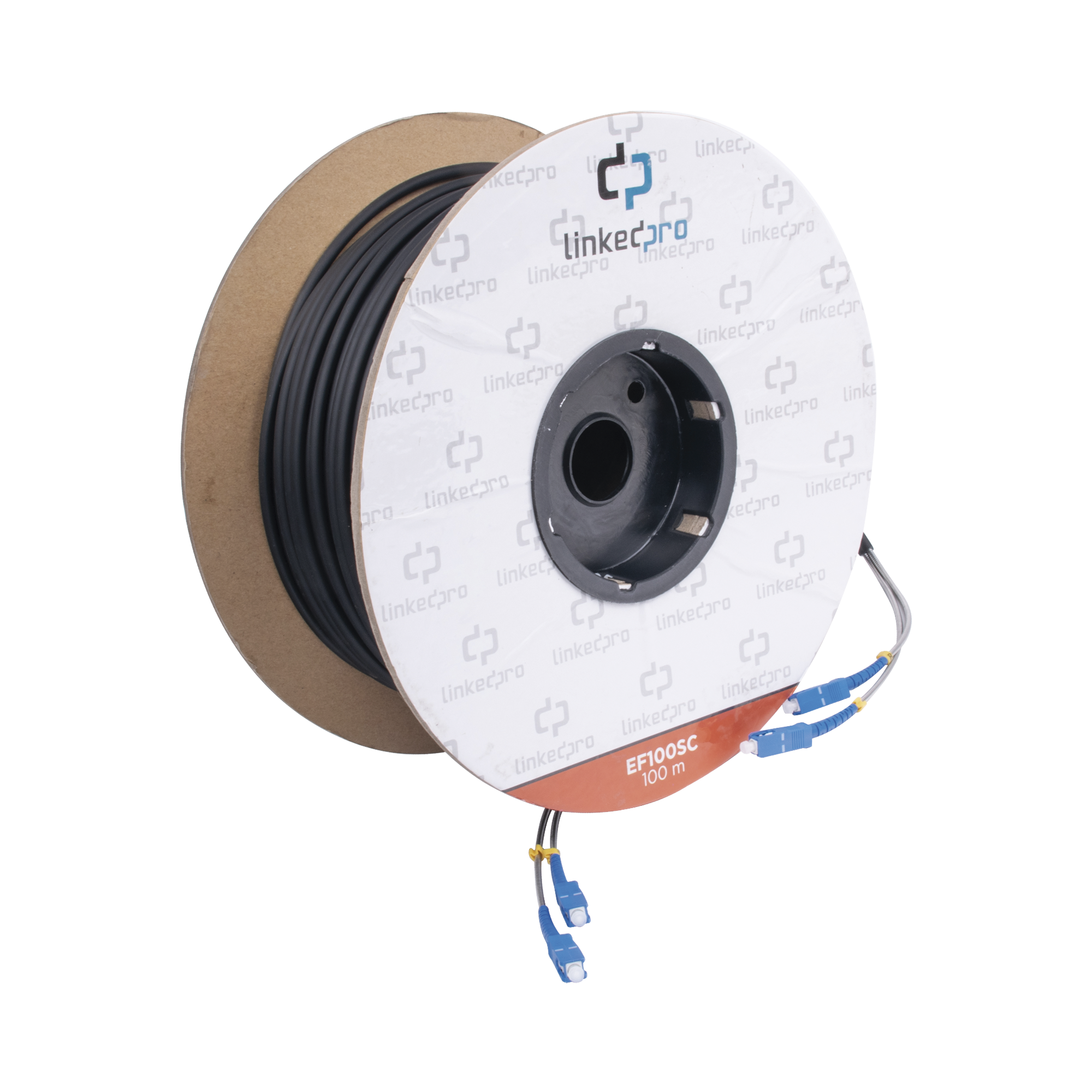 Carrete de Fibra Óptica Monomodo con Conectores SC-SC Duplex, Reforzada con Kevlar, de 100 metros Carrete de Fibra Óptica Monomodo con Conectores SC-SC Duplex, Reforzada con Kevlar, de 100 metros